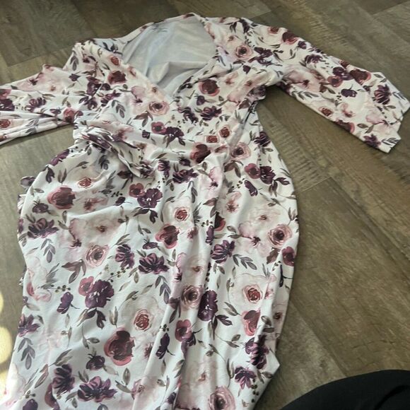 CADEN LANE Millie's Dusty Rose Garden Knit Maternity Robe - Picture 2 of 6